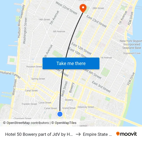 Hotel 50 Bowery part of JdV by Hyatt New York to Empire State Building map