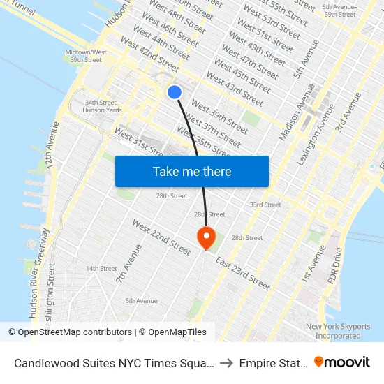 Candlewood Suites NYC Times Square an IHG Hotel New York to Empire State Building map