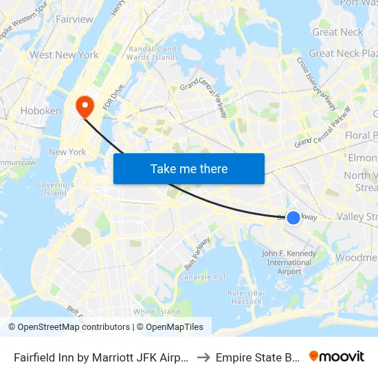 Fairfield Inn by Marriott JFK Airport Queens to Empire State Building map