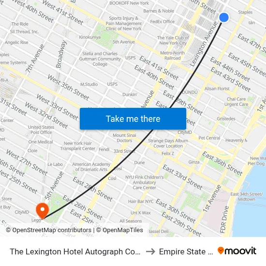 The Lexington Hotel Autograph Collection New York to Empire State Building map