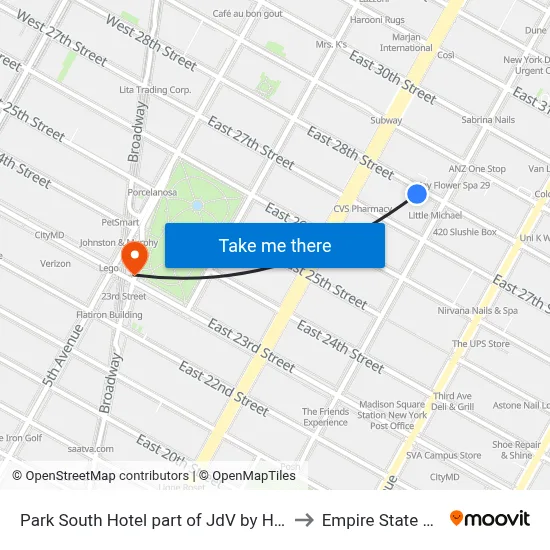 Park South Hotel part of JdV by Hyatt New York to Empire State Building map
