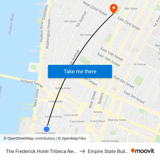 The Frederick Hotel Tribeca New York to Empire State Building map