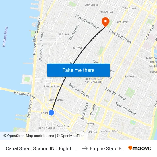 Canal Street Station IND Eighth Avenue Line to Empire State Building map