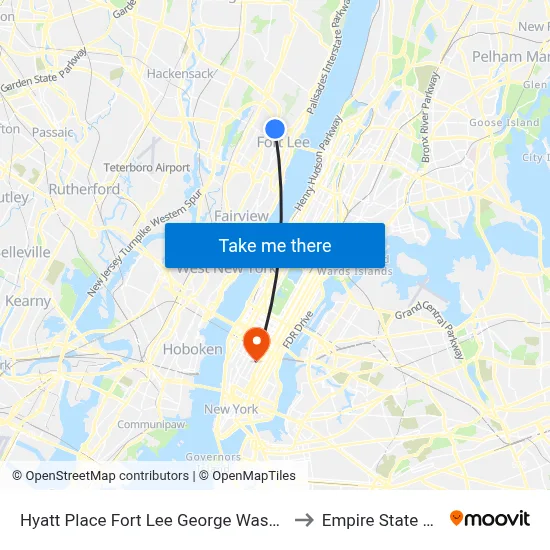 Hyatt Place Fort Lee George Washington Bridge to Empire State Building map