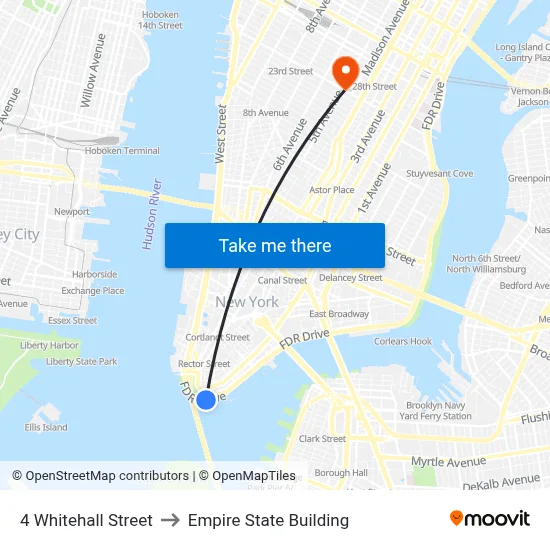 4 Whitehall Street to Empire State Building map
