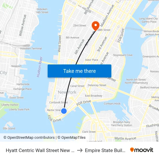Hyatt Centric Wall Street New York to Empire State Building map