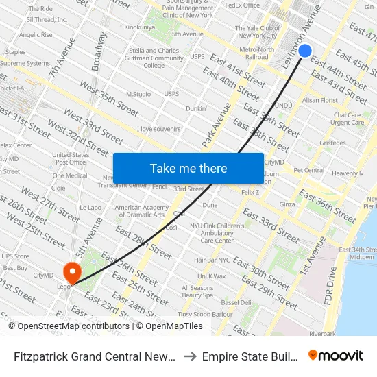 Fitzpatrick Grand Central New York to Empire State Building map