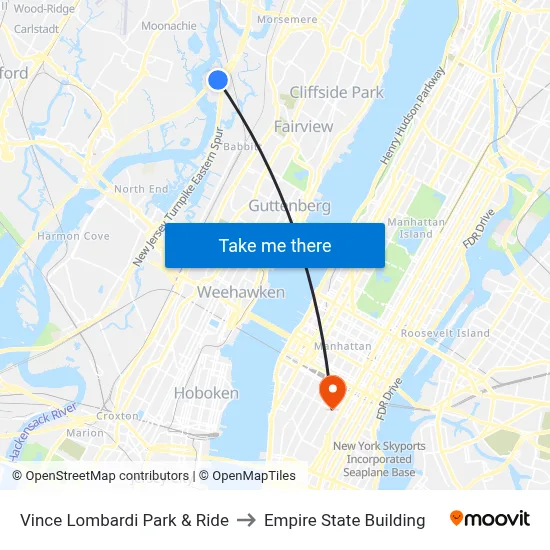 Vince Lombardi Park & Ride to Empire State Building map