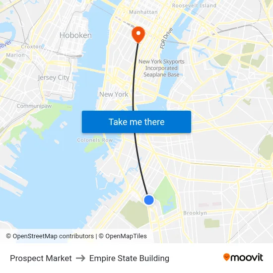 Prospect Market to Empire State Building map