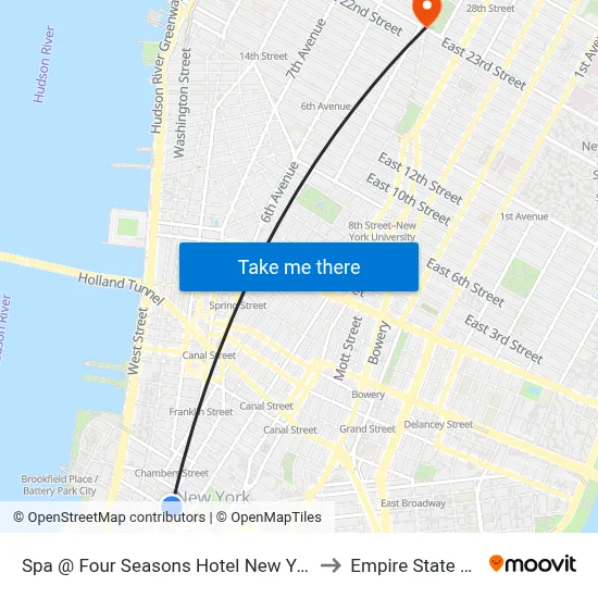 Spa @ Four Seasons Hotel New York Downtown to Empire State Building map