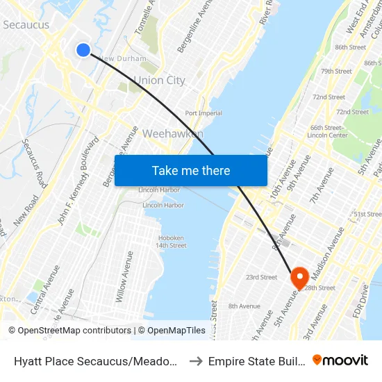 Hyatt Place Secaucus/Meadowlands to Empire State Building map