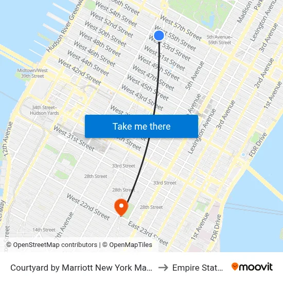 Courtyard by Marriott New York Manhattan/Central Park to Empire State Building map