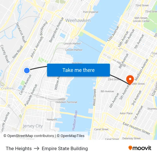 The Heights to Empire State Building map