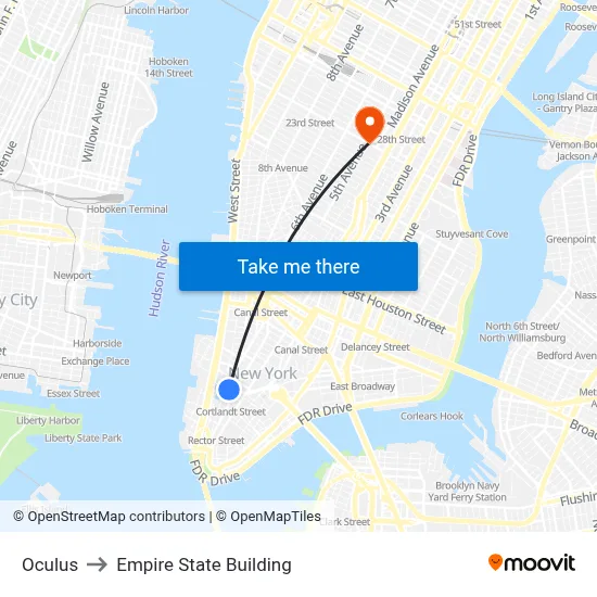 Oculus to Empire State Building map
