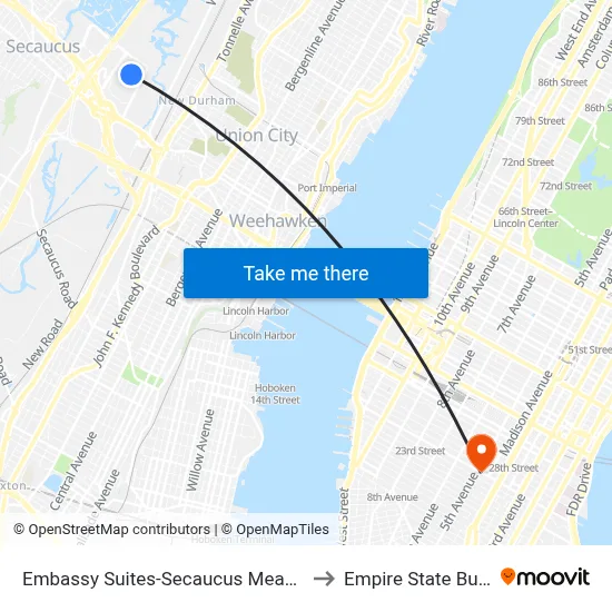 Embassy Suites-Secaucus Meadowlands to Empire State Building map