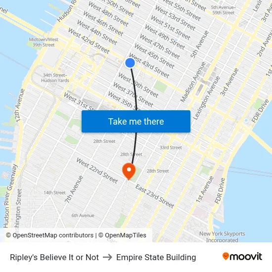 Ripley's Believe It or Not to Empire State Building map