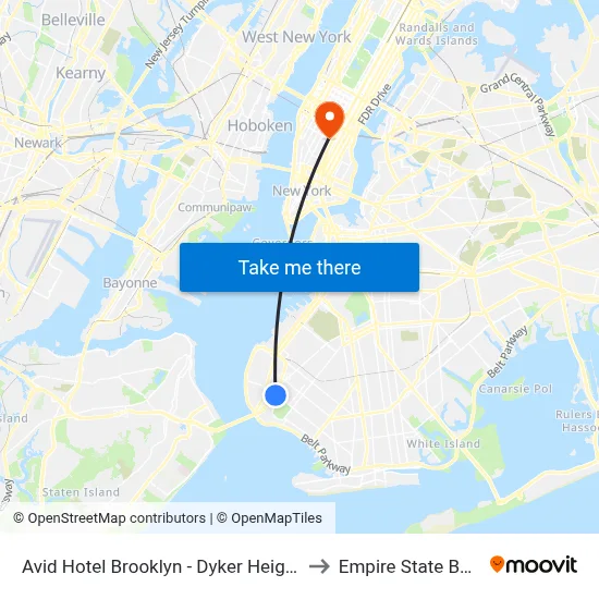 Avid Hotel Brooklyn - Dyker Heights by Ihg to Empire State Building map