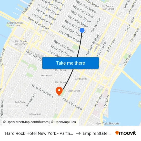 Hard Rock Hotel New York - Partner Of All Accor to Empire State Building map