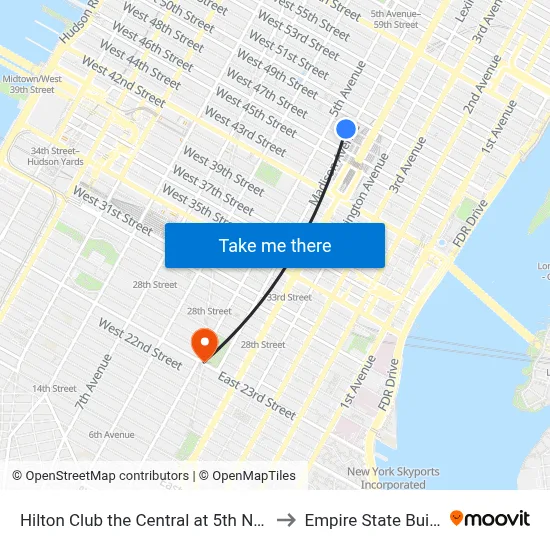 Hilton Club the Central at 5th New York to Empire State Building map