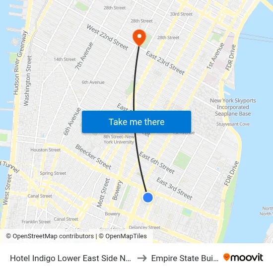 Hotel Indigo Lower East Side New York to Empire State Building map
