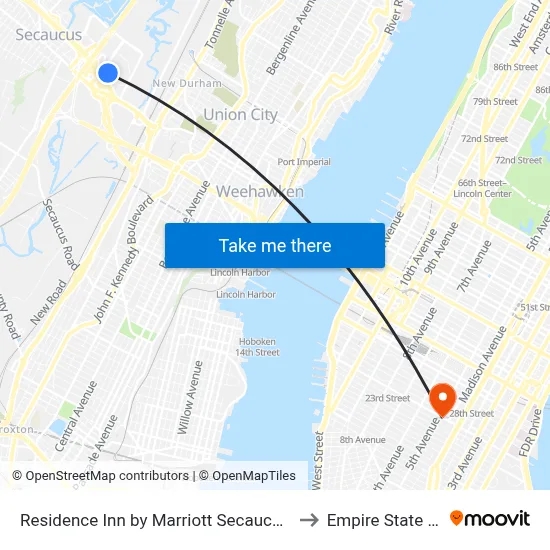Residence Inn by Marriott Secaucus Meadowlands to Empire State Building map