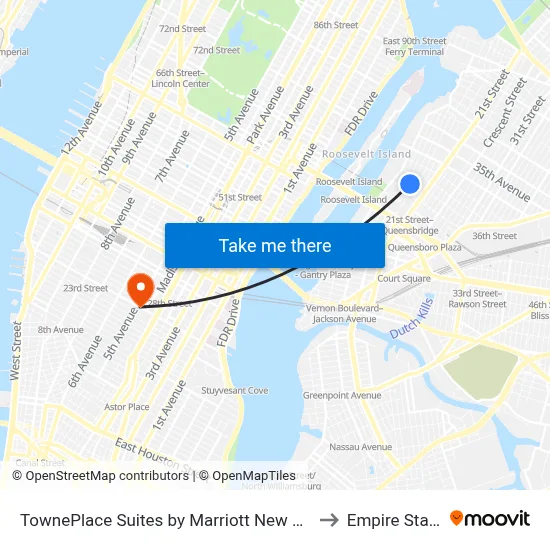 TownePlace Suites by Marriott New York Long Island City, Queens to Empire State Building map