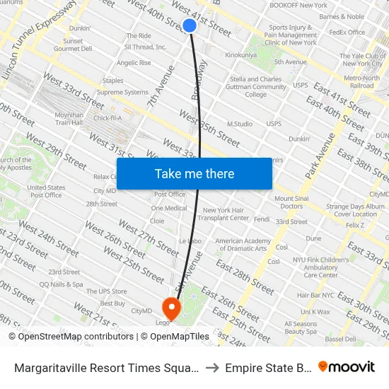 Margaritaville Resort Times Square, New York to Empire State Building map