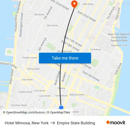 Hotel Mimosa, New York to Empire State Building map