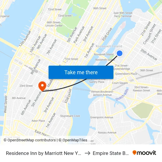 Residence Inn by Marriott New York Queens to Empire State Building map