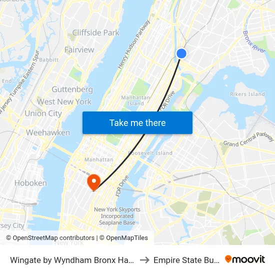 Wingate by Wyndham Bronx Haven Park to Empire State Building map
