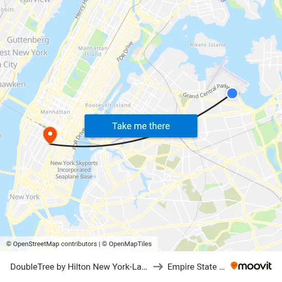 DoubleTree by Hilton New York-LaGuardia, Queens to Empire State Building map