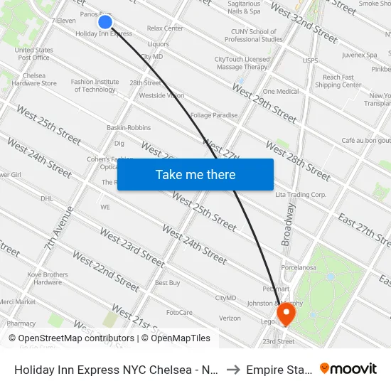 Holiday Inn Express NYC Chelsea - NoMad Area by IHG, New York to Empire State Building map