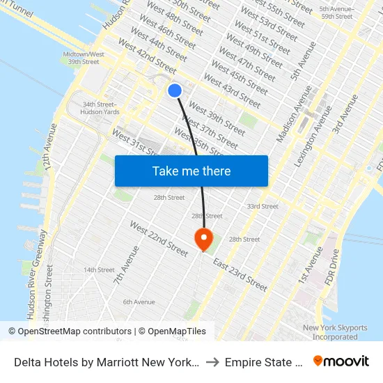 Delta Hotels by Marriott New York Times Square to Empire State Building map