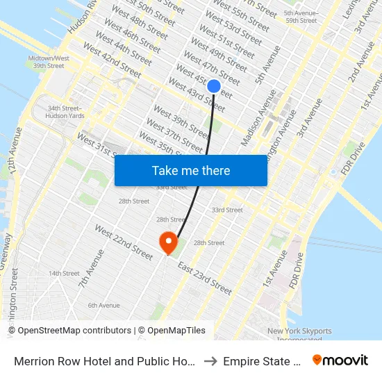 Merrion Row Hotel and Public House, New York to Empire State Building map