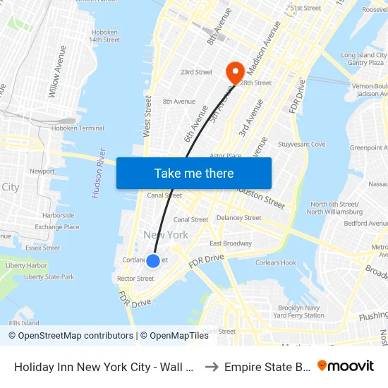 Holiday Inn New York City - Wall Street by IHG to Empire State Building map