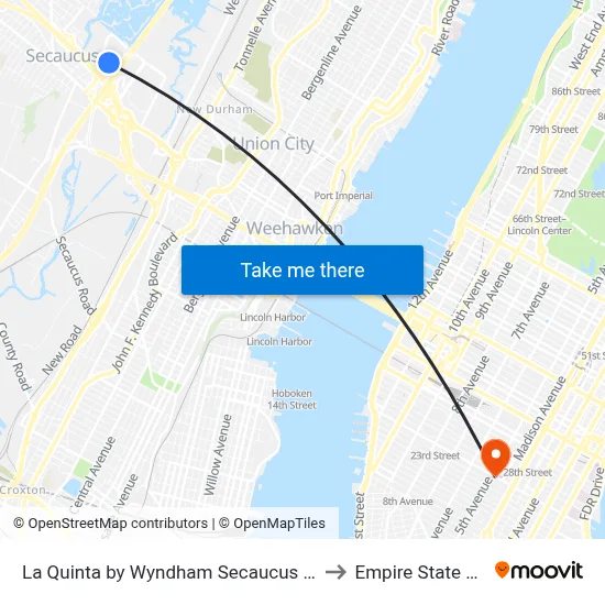 La Quinta by Wyndham Secaucus Meadowlands to Empire State Building map