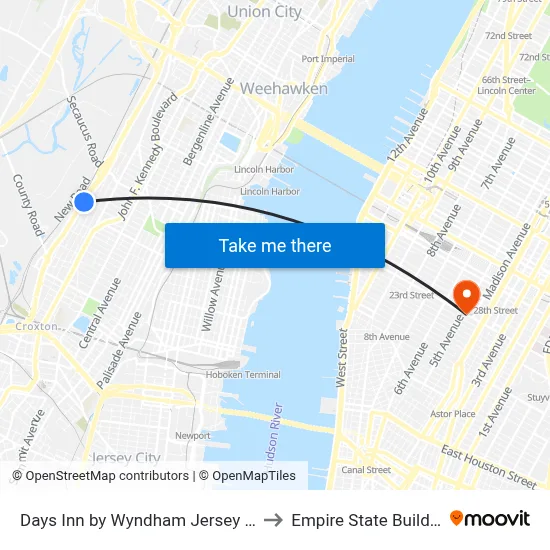 Days Inn by Wyndham Jersey City to Empire State Building map