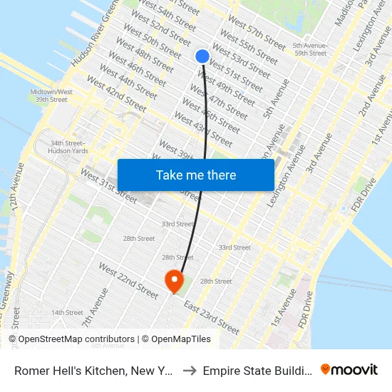Romer Hell's Kitchen, New York to Empire State Building map