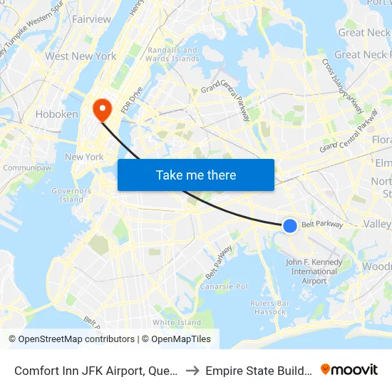 Comfort Inn JFK Airport, Queens to Empire State Building map