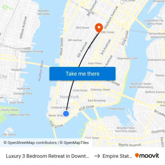 Luxury 3 Bedroom Retreat in Downtown Manhattan, New York to Empire State Building map