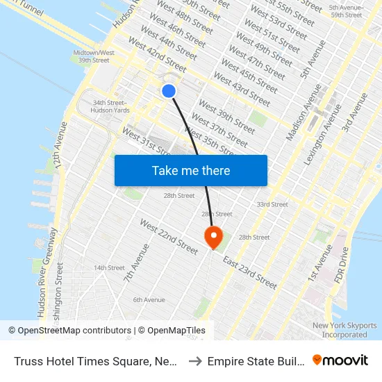 Truss Hotel Times Square, New York to Empire State Building map