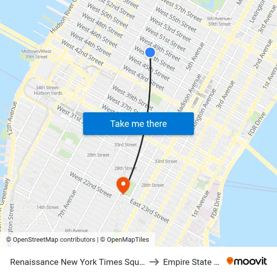 Renaissance New York Times Square by Marriott to Empire State Building map