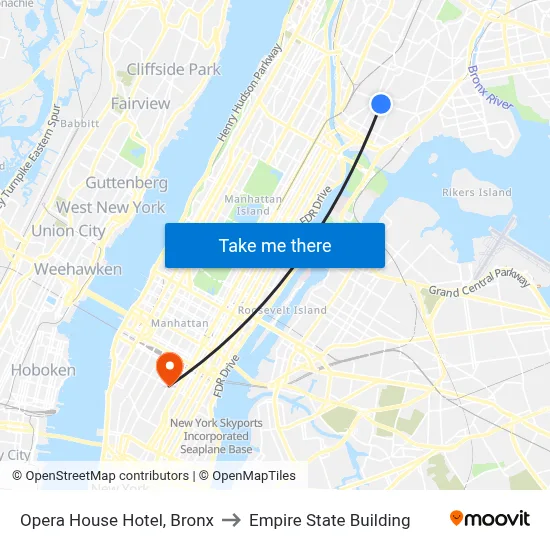 Opera House Hotel, Bronx to Empire State Building map