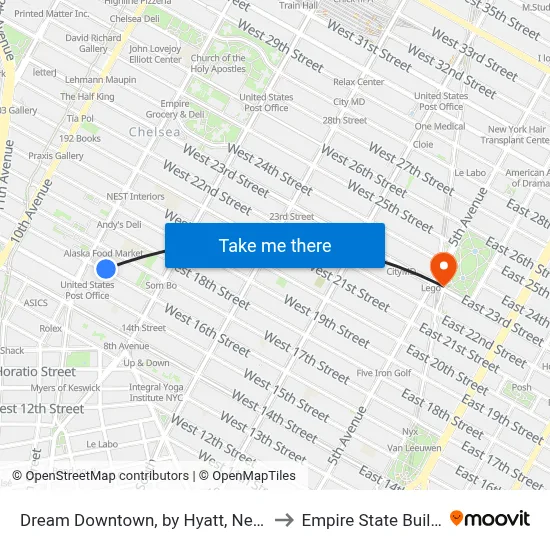 Dream Downtown, by Hyatt, New York to Empire State Building map
