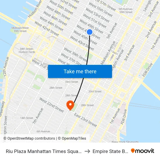 Riu Plaza Manhattan Times Square, New York to Empire State Building map