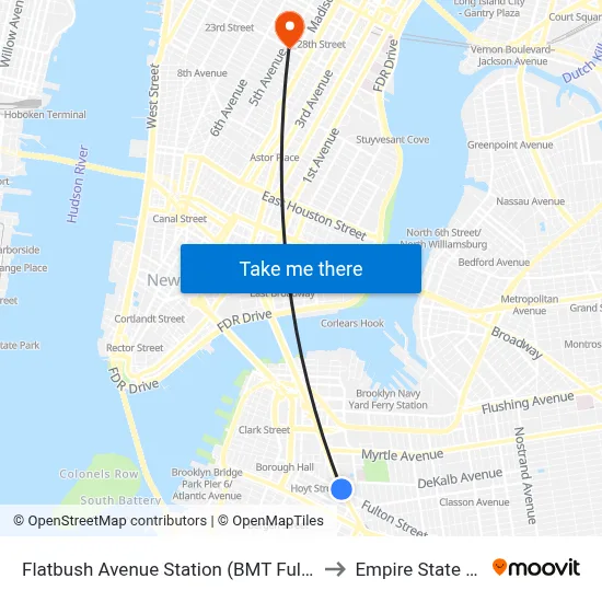 Flatbush Avenue Station (BMT Fulton Street Line) to Empire State Building map