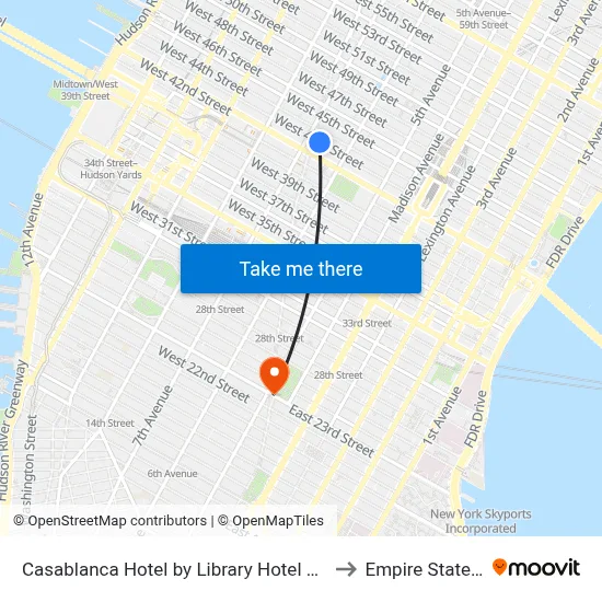 Casablanca Hotel by Library Hotel Collection, New York to Empire State Building map