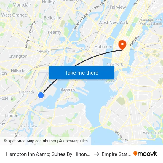 Hampton Inn &amp; Suites By Hilton- Newark Airport Elizabeth to Empire State Building map