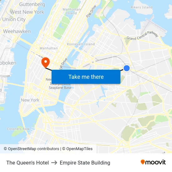 The Queen's Hotel to Empire State Building map