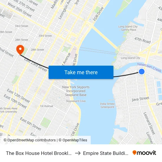 The Box House Hotel Brooklyn to Empire State Building map